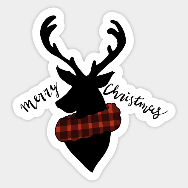 Merry Christmas Reindeer Wreath Sticker by RachWillz